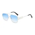 Gafas de sol cuadradas de doble puente de metal con lentes degradadas azules protección UV - Montura Plateada Degradado Azul