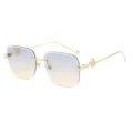 Lunettes de soleil sans monture carrées dégradées luxueuses avec branches serpent or. - Carré Sans Monture (5674) / Monture Dorée Bleu Jaune