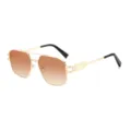 Gafas de sol cuadradas de doble puente de metal para hombre y mujer retro proteccion UV - Montura Dorada Té Degradado