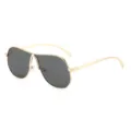 Modische Oversize-Metallsonnenbrille für Damen, goldener Rahmen, klassischer Pilotenstil. - Goldener Rahmen Graue Gläser