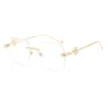 Lunettes de soleil carrées de style coréen sans monture avec branches serpent dorées. - Carré Sans Monture (5674) / Monture Dorée Verre Transparent