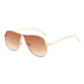 Grosse Metall Sonnenbrille fuer Damen, stilvolle vintage Farbverlauf Pilotenbrille. - Goldrahmen Teeverlauf