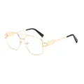 Gafas de sol cuadradas de doble puente de metal, montura dorada vintage elegante unisex. - Marco Dorado Lentes Transparentes