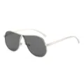 Modische Oversize Metall Piloten Sonnenbrille für Damen, retro Vintage Sonnenbrillen schick. - Silberrahmen Graue Gläser