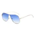 Modische Metallrahmen blaue Farbverlauf Gläser Piloten Sonnenbrille, Oversize Sonnenbrille. - Silberrahmen Blauverlauf
