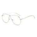 Grosse Metallgestell Pilotenbrille für Damen, modische Retro Brille in Silberoptik. - Silberner Rahmen Klare Gläser