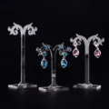 Acrylic earring display stand detail view, transparent jewelry holder organizer for studs. - Clear