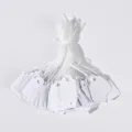 Blank white paper price tags with matching white strings for jewelry retail store tagging. - 2.4cm x 1.5cm