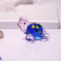 Glass turtle figurine, pink and blue miniature sea turtle for DIY micro landscape aquarium decor. - Pink Tip with Blue Shell