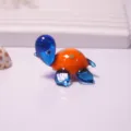 Cute glass sea turtle figurine miniature ornament for aquarium micro landscape DIY terrarium decor - Cyan Tip with Orange-Red Shell