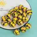 Handmade yellow floral glass lampwork beads for diy jewelry making bracelet necklace - 20x20mm / Yellow