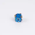 Blue square glass bead with colorful polka dots, DIY handmade jewelry accessory for necklace. - 10*13mm / Blue