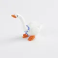 Handmade miniature glass white duck figurine, cute animal desktop ornament style. - Style 3 (30x40x68mm)