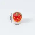Red strawberry lampwork glass bead DIY jewelry accessory bracelet charm 14x13mm crafting - Red