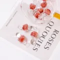Handcrafted lampwork glass mushroom charms DIY jewelry making clear red pendants 50pcs - 14*30MM / Burgundy
