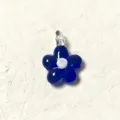 Blue glass flower pendant, mini five-petal charm bead for DIY jewelry accessories. - Sapphire Blue