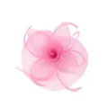 Pink feather mesh fascinator hat for women bridal tea party headwear hair accessory - Pink