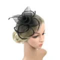 Coiffe fascinateur fleur en filet noir avec plumes pour femmes mariage fete accessoire cheveux - Noir