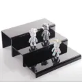 Black acrylic jewelry display riser 3-tier showcase stand for necklace ring retail. - 3-Piece Set (3mm Thickness) / Black