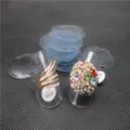 Clear plastic ring display stands set with transparent round protective pads for jewelry - 100pcs Pack / Clear