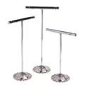 Metal T-bar earring display stands set of three for jewelry retail storage and home use. - T Shape / Silver