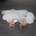 Transparent plastic ring display stand and transparent jewelry organizer storage pads set - 100pcs Pack / Frosted