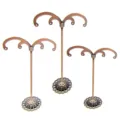 Vintage Bronze Metal Earring Display Stand Jewelry Holder Organizer Rack for Studs Dangle 3pcs - Umbrella Shape / Bronze