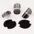 Plastic ring display stand set with clear black sheets and silver rings for jewelry store. - Diameter 3.8cm / 95-100 Pieces Pack / Black