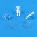 Clear plastic ring display stands and storage pads for jewelry showcase and retail organization. - Diameter 3.8cm / 95-100 Pieces Pack / Clear