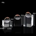 Transparent acrylic ring display stand set with three different heights for jewelry storage. - Clear