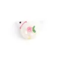 Handmade glass bird bead with polka dots DIY bracelet charm jewelry accessory component - 25*13mm / White