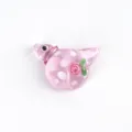 Pink glass bird bead with white polka dots and rose flower for DIY charm bracelet making - 25*13mm / Pink