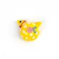 Handcrafted yellow glass bird bead with white polka dots and pink flower, DIY jewelry accessory. - 25*13mm / Yellow