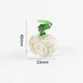 Clear glass pumpkin figurine with green stem and gold glitter, mini desktop decoration ornament. - Style 2