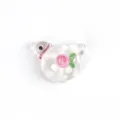 Cute Glass Bird Bead Polka Dot With Pink Rose Charm DIY Bracelet Jewelry Accessory - 25*13mm / Clear