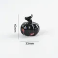 Cute black glass pumpkin figurine with colorful patterns, mini tabletop decor 40x33mm. - Style 13
