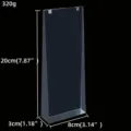 Detailed view of clear acrylic necklace display stand showing exact size dimensions and weight specifications. - 3cmx8cmx20cm