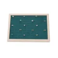 Detailed view of the velvet ring display tray with slots, showing neat jewelry organization. - White Peach Wood Color Green Velvet (90 Slots)
