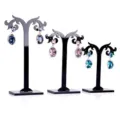 Acrylic earring display stands set of 3 black jewelry holder for retail and home use. - Black