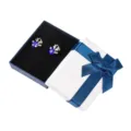 Detailed view of elegant blue crystal deer stud earrings presented in a luxury gift box. - 7x9x3cm Jewelry Box