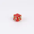 Red square glass bead with colorful polka dots, handmade DIY jewelry making accessory. - 10*13mm / Red