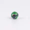 Handmade green glass bead with colorful phoenix feather pattern, perfect for DIY jewelry making. - Green