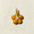 Yellow glass flower pendant mini five petal charm DIY jewelry accessory variant color. - Orange