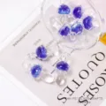 Handmade glass mushroom pendants, blue and clear lampwork charms for DIY jewelry making. - 14*30MM / Night Blue