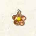 Mini tea color glass flower pendant charm, five-petal floral bead for DIY jewelry making - Lotus root pink