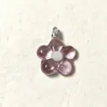 Pink glass flower pendant mini five-petal charm bead DIY jewelry making accessory - Pink