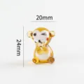 Handmade glass monkey figurine, cute yellow miniature animal desktop ornament for home decor. - Style 3