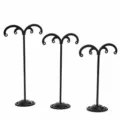 Metal earring display stand 3-piece set, black iron jewelry holder for retail store and home. - Umbrella Shape / Black