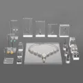 Clear acrylic jewelry display stand set for necklaces, earrings, rings, and pendants. - Transparent Full Set