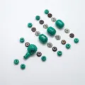 Λεπτομέρειες σετ DIY χαντρών τυρκουάζ, ιδανικό για αξεσουάρ χαντρών προσευχής Βούδα. - Σετ Αρ. 1